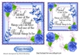 Pretty FRIENDSHIP verse with blue roses and butterflies 7x7
