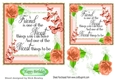 Pretty FRIENDSHIP verse with peach roses and butterflies 7x7
