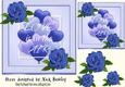 Pretty Blue Roses & Valentine Hearts 7x7