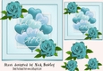 Pretty Turq Roses & Valentine Hearts 7x7