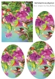 Pretty humming birds with flowers oval pyramids