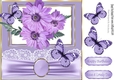 Pretty lilac flowers/butterflies lace and bow 8x8
