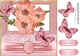 Pretty peach flowers/butterflies lace and bow 8x8