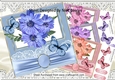 4 coloured flowers/butterflies lace and bow 8x8 card fronts kit