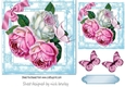 Pretty pink/white roses with shades of blue 7x7 