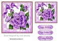 Pretty purple roses with bow and butterfly 7x7