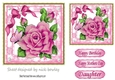 Pretty pink roses with bow and butterfly 7x7