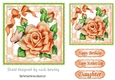 Pretty peach roses with bow and butterfly 7x7