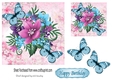pretty floral card front with butterflies 7x7