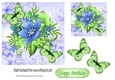 pretty blue floral card front with butterflies 7x7