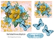 pretty gold floral card front with butterflies 7x7