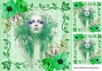 Green lady Artwork with flowers 8x8