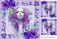 purple lady Artwork with flowers 8x8