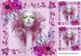 pink lady Artwork with flowers 8x8