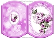 Pretty lilac peonies on lace bracket fold card