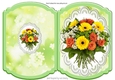 Pretty bouquet of coloured flowers on lace bracket fold card