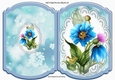 Pretty blue flowers on lace bracket fold card
