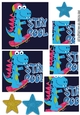 Stay Cool Dino on a Skateboard with stars pyramids