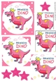 Pink Princess Dino with pink stars, pyramids