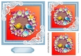 Pretty  birds with flowers 7x7 topper (blue)