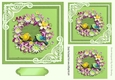 Pretty  birds with flowers 7x7 topper (green)
