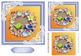 Pretty  birds with flowers 7x7 topper (gold)