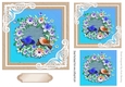 Pretty  birds with flowers 7x7 topper (beige)