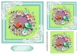 Pretty  birds with flowers 7x7 topper (turq)
