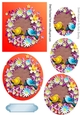 Pretty birds with flowers oval pyramids (orange)
