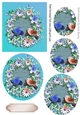 Pretty birds with flowers oval pyramids (blue)