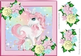 Pretty pink unicorn with stars and flowers 8x8