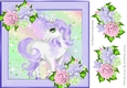 Pretty purple unicorn with stars and flowers 8x8
