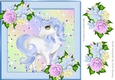 Pretty blue unicorn with stars and flowers 8x8