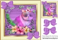 Water colour with funky colours and purple bows 8x8