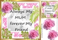 ALWAYS MY MUM FOREVER MY FRIEND pink roses 8x8