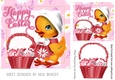 cute little easter duckling with basket of eggs 7x7 topper