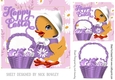 cute little easter duckling with purple basket of eggs 7x7 topper
