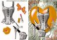 Gorgeous Silver Basque & Shoe in Fantasy Colours Orange