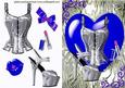 Gorgeous Silver Basque & Shoe in Fantasy Colours Electric