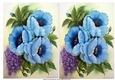 2 Pretty toppers of A5 blue flowers (two)