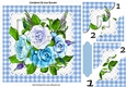 Pretty water colour blue roses with gingham and lace 8x8