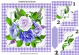 Pretty water colour purple roses with gingham and lace 8x8