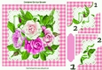 Pretty water colour pink roses with gingham and lace 8x8
