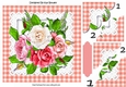 Pretty water colour peach roses with gingham and lace 8x8