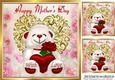 Lovely white bear heart and roses for MOTHERS DAY 8x8