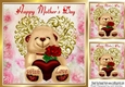 Lovely brown bear heart and roses for MOTHERS DAY 8x8