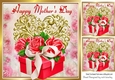 Lovely gift box of red roses for MOTHERS DAY on gold heart 8x8