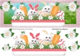 Cute easter bunnies with flowers DL Card