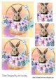 pretty bunny in a basket with flowers pyramids