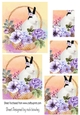 pretty bunny in a basket with purple flowers pyramids
